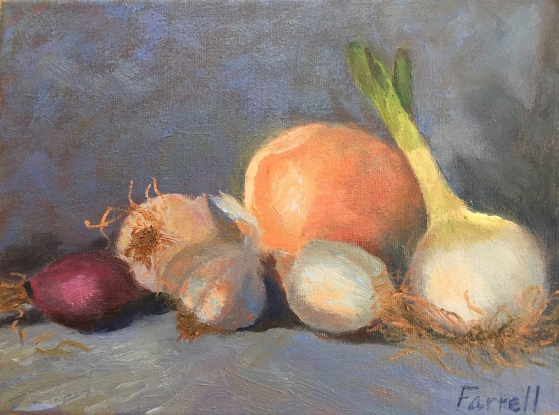 Onions and a Garlic by artist Sandra Farrell